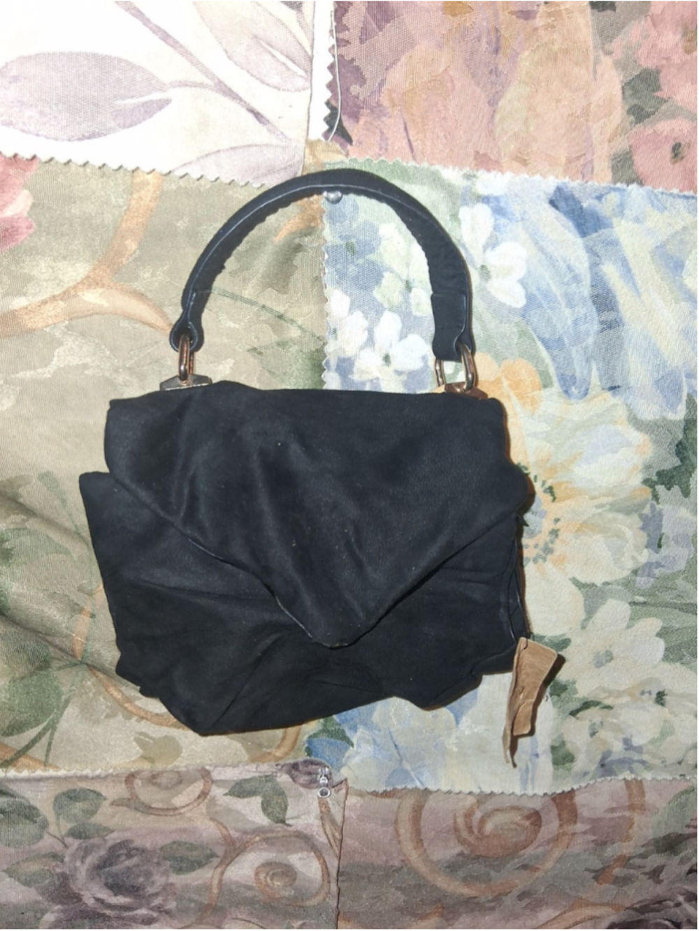 Sam Forever Black Ruffle Top Handle Bag Classic Medium Women's